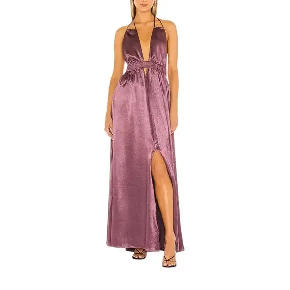 Free People Gold Look Into the Sun Satin Maxi Gown Medium - Picture 10 of 10